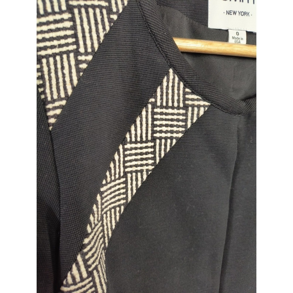 By Smith New York‎ USA Black Geometric Panel Hook Front Designer Jacket Size 0 - Picture 5 of 13